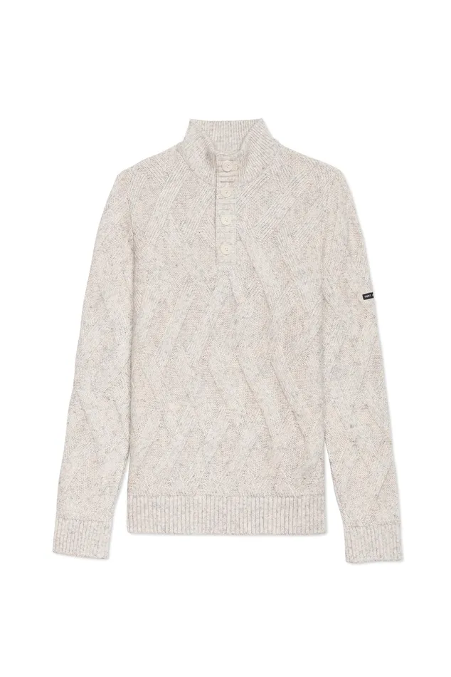 Neuchatel 14 Buttoned HighCollar Sweater With Structured Knit Lightgraymelange Men Saint James Breton Sweaters