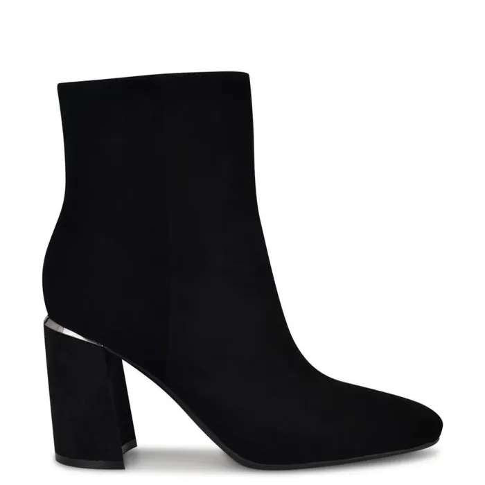 Nine West Boots and Booties Women Ailet 92159 Square Toe Booties Black Suede