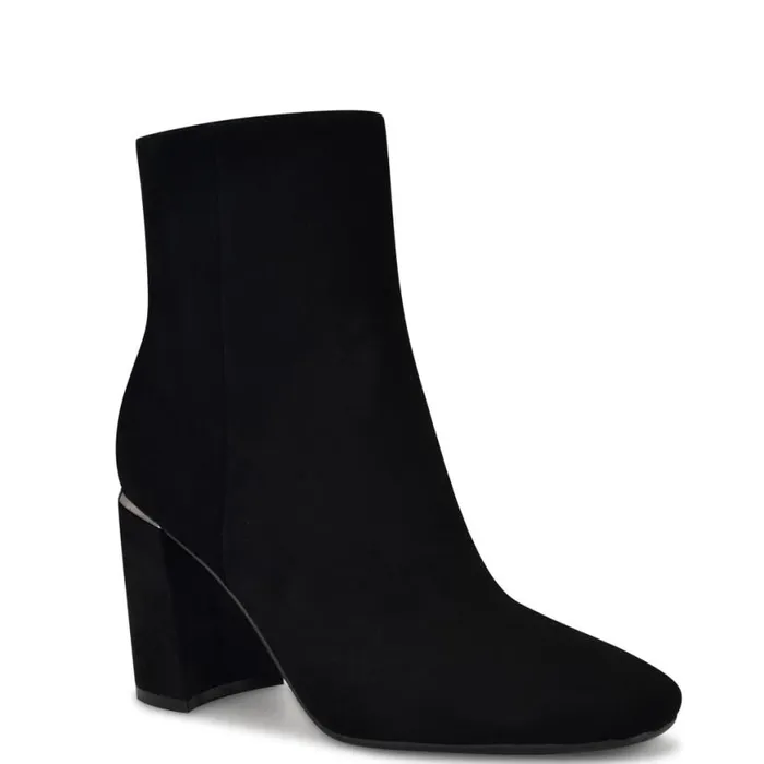Nine West Boots and Booties Women Ailet 92159 Square Toe Booties Black Suede Nine West Boots and Booties Women Ailet 92159 Square Toe Booties Black Suede
