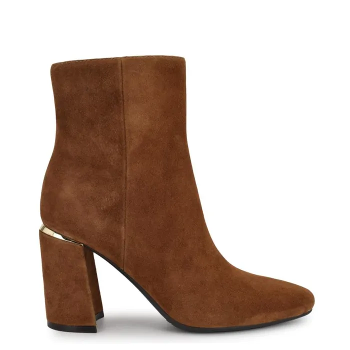 Nine West Boots and Booties Women Ailet 92159 Square Toe Booties Natural Suede