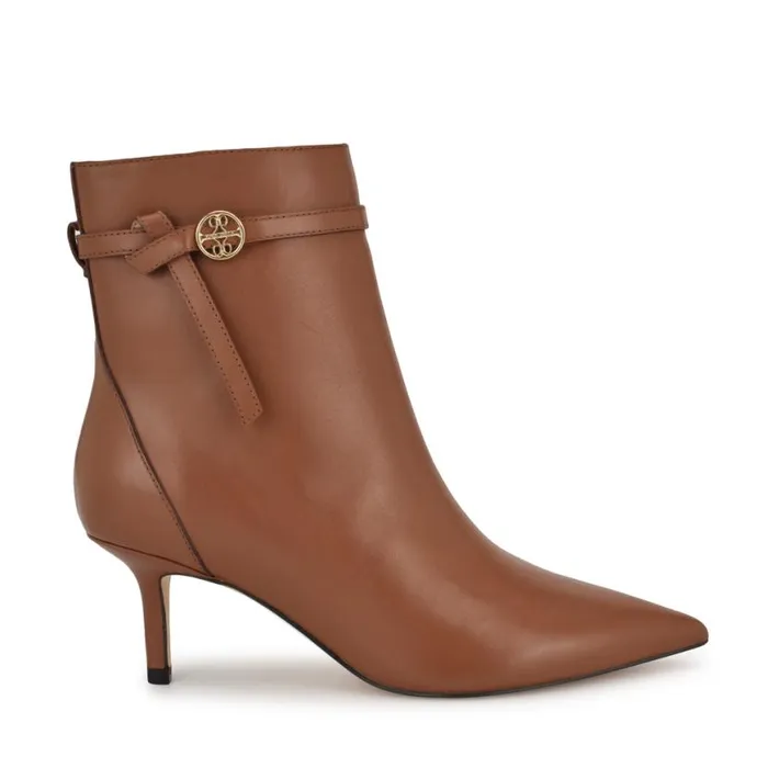 Nine West Boots and Booties Women Ansell Dress Ankle Booties Brown Leather