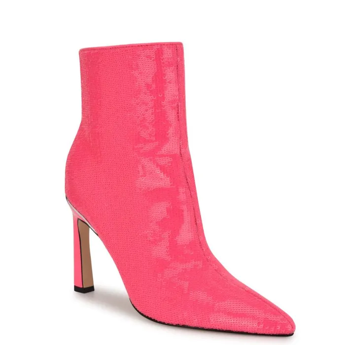Nine West Boots and Booties Women Baey Dress Ankle Booties Pink Sequin Nine West Boots and Booties Women Baey Dress Ankle Booties Pink Sequin