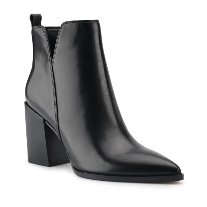 Nine West Boots and Booties Women Birds Block Heel Booties Black Leather Nine West Boots and Booties Women Birds Block Heel Booties Black Leather