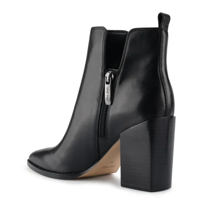 Nine West Boots and Booties Women Birds Block Heel Booties Black Leather Nine West Boots and Booties Women Birds Block Heel Booties Black Leather