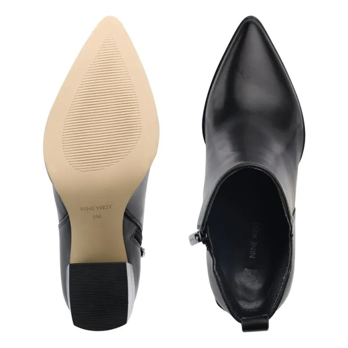 Nine West Boots and Booties Women Birds Block Heel Booties Black Leather Nine West Boots and Booties Women Birds Block Heel Booties Black Leather