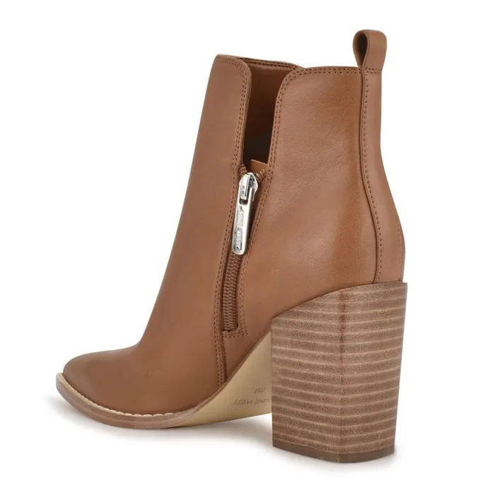 Nine West Boots and Booties Women Birds Block Heel Booties Caramel Leather Nine West Boots and Booties Women Birds Block Heel Booties Caramel Leather