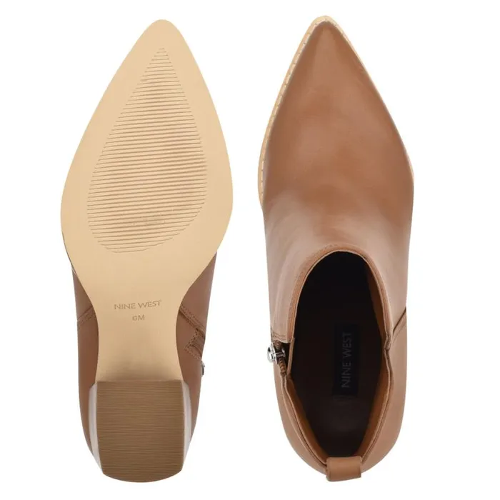 Nine West Boots and Booties Women Birds Block Heel Booties Caramel Leather Nine West Boots and Booties Women Birds Block Heel Booties Caramel Leather