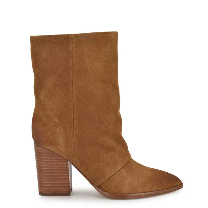 Nine West Boots and Booties Women Chaye Slouch Booties Tan Suede