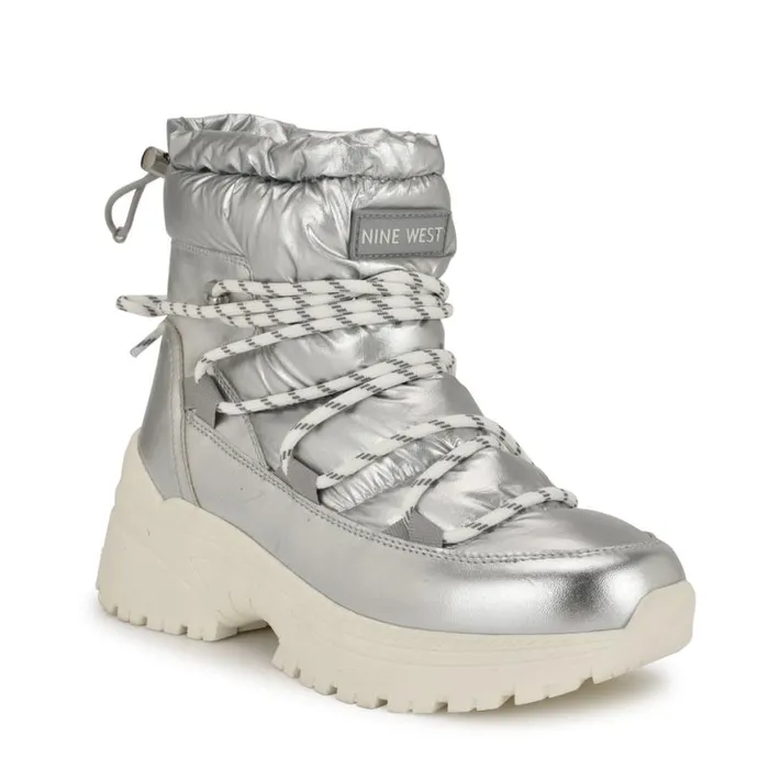 Nine West Boots and Booties Women Dyme Lug Sole Casual Booties Silver Nine West Boots and Booties Women Dyme Lug Sole Casual Booties Silver