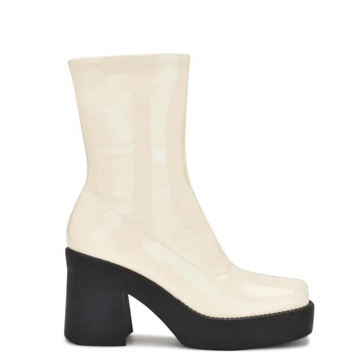 Nine West Boots and Booties Women Gerri Heeled Platform Booties Chic Cream Patent Nine West Boots and Booties Women Gerri Heeled Platform Booties Chic Cream Patent