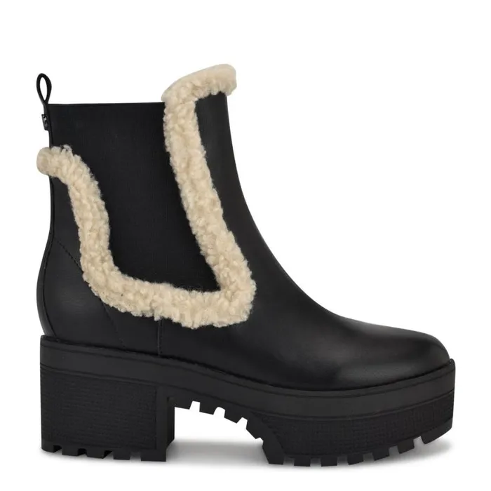 Nine West Boots and Booties Women Haray Platform Booties Blackwhite Patent Plaid