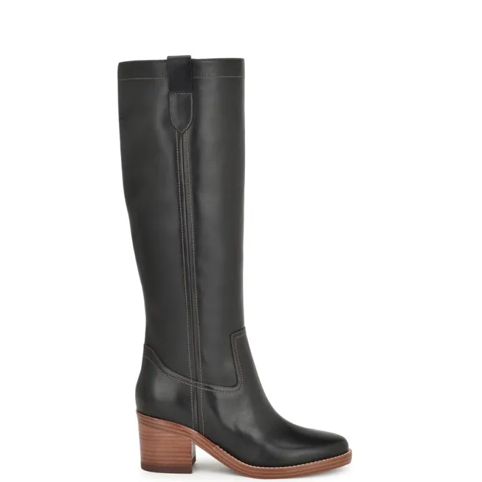 Nine West Boots and Booties Women Hecee Block Heel Tailored Boots Black Leather Nine West Boots and Booties Women Hecee Block Heel Tailored Boots Black Leather