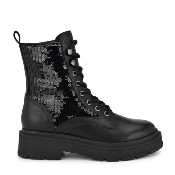 Nine West Boots and Booties Women Hediy Combat Booties Blackblack Sequin