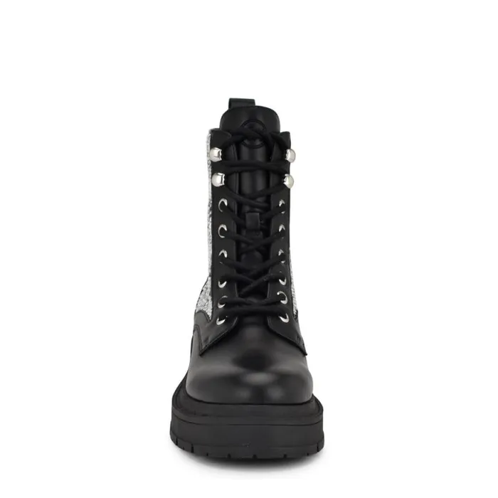 Nine West Boots and Booties Women Hediy Combat Booties Blacksilver Sequin Nine West Boots and Booties Women Hediy Combat Booties Blacksilver Sequin