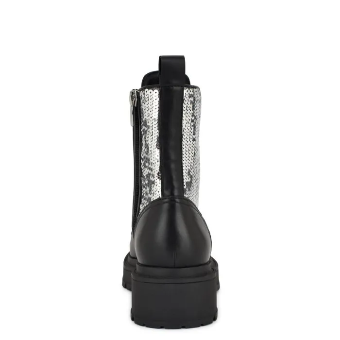 Nine West Boots and Booties Women Hediy Combat Booties Blacksilver Sequin Nine West Boots and Booties Women Hediy Combat Booties Blacksilver Sequin