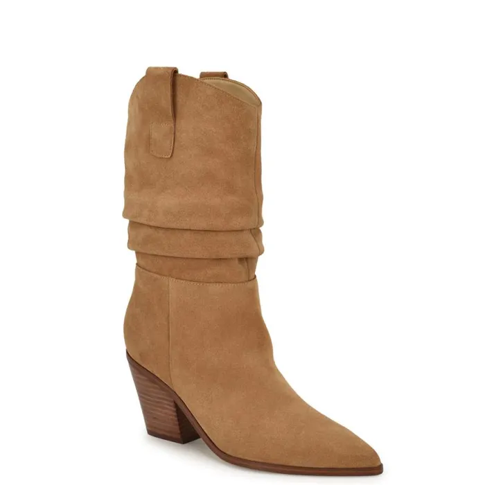 Nine West Boots and Booties Women Kadon Tailored Slouch Boots Natural Suede Nine West Boots and Booties Women Kadon Tailored Slouch Boots Natural Suede
