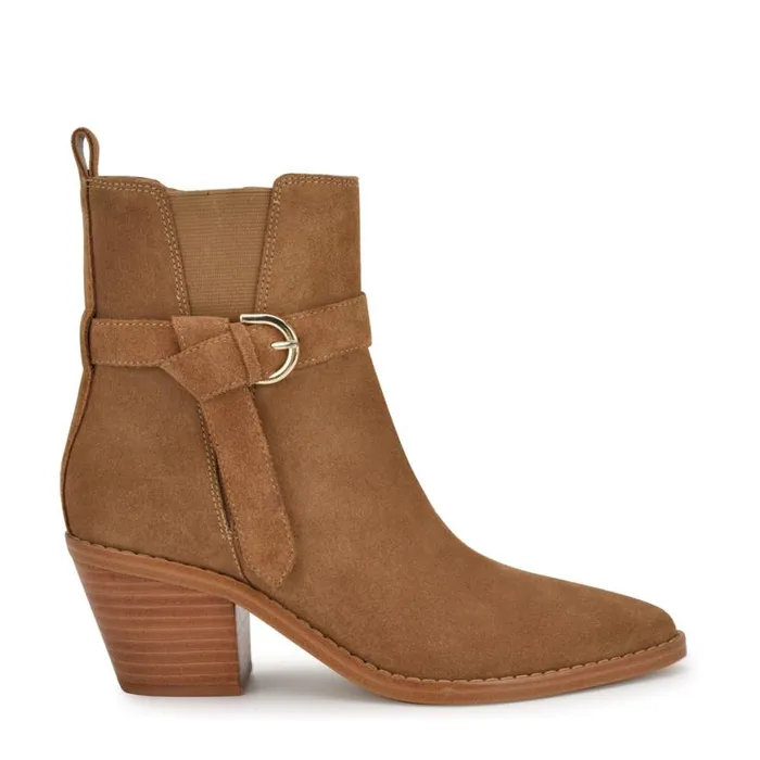 Nine West Boots and Booties Women Lemone Pointy Toe Booties Natural Suede