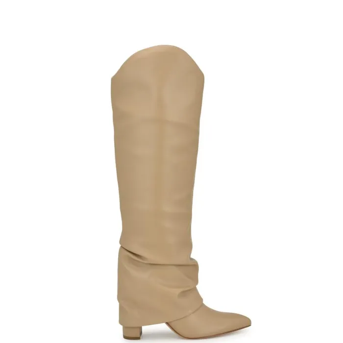 Nine West Boots and Booties Women Lindey Foldover Dress Boots Light Natural