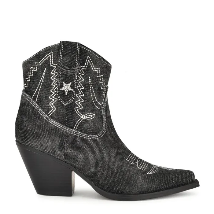 Nine West Boots and Booties Women Nallas Western Booties Black Denim