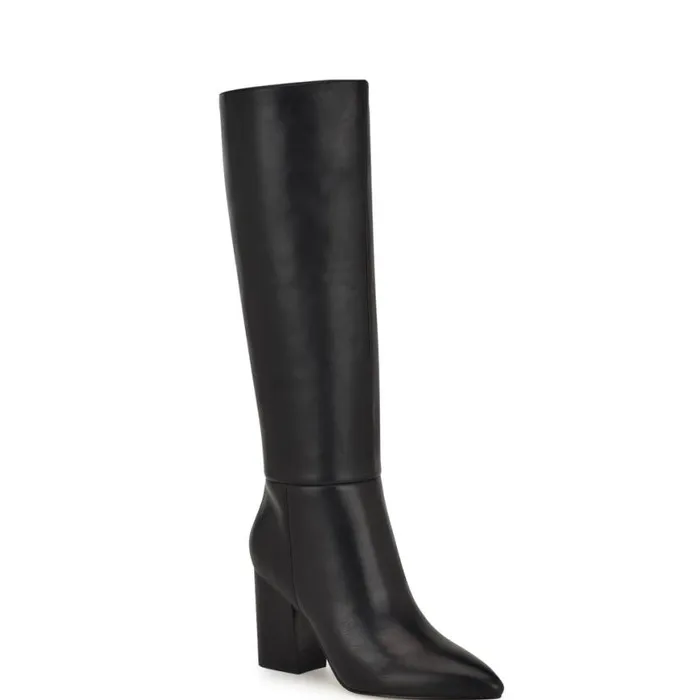 Nine West Boots and Booties Women Peachey Heeled Boots Black Leather