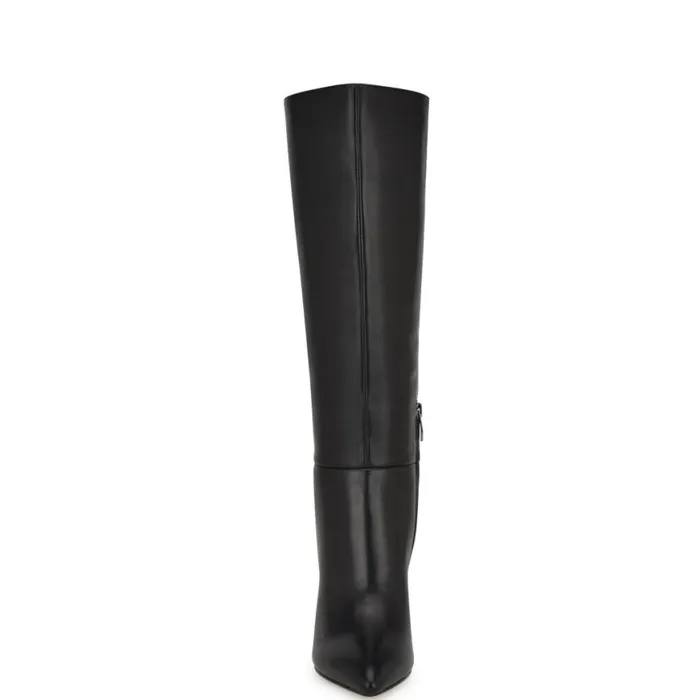 Nine West Boots and Booties Women Peachey Heeled Boots Black Leather