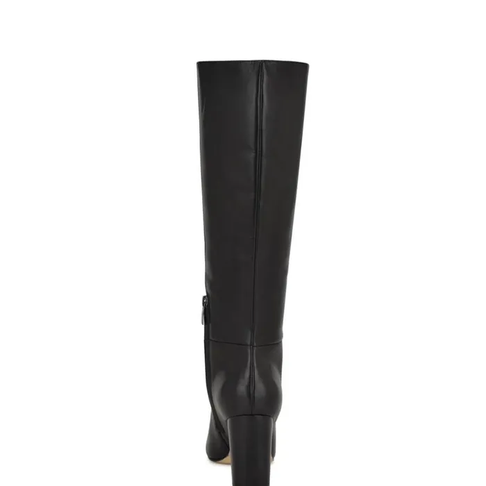 Nine West Boots and Booties Women Peachey Heeled Boots Black Leather