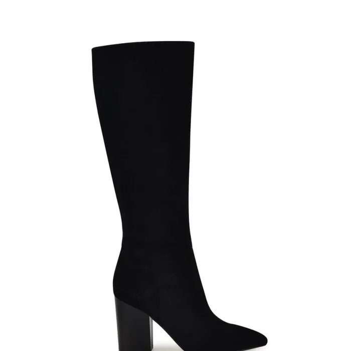 Nine West Boots and Booties Women Peachey Heeled Boots Black Suede