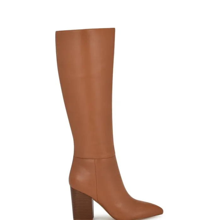 Nine West Boots and Booties Women Peachey Heeled Boots Natural Leather