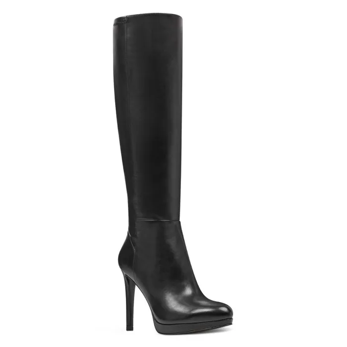 Nine West Boots and Booties Women Quizme Platform Boots Black Leather