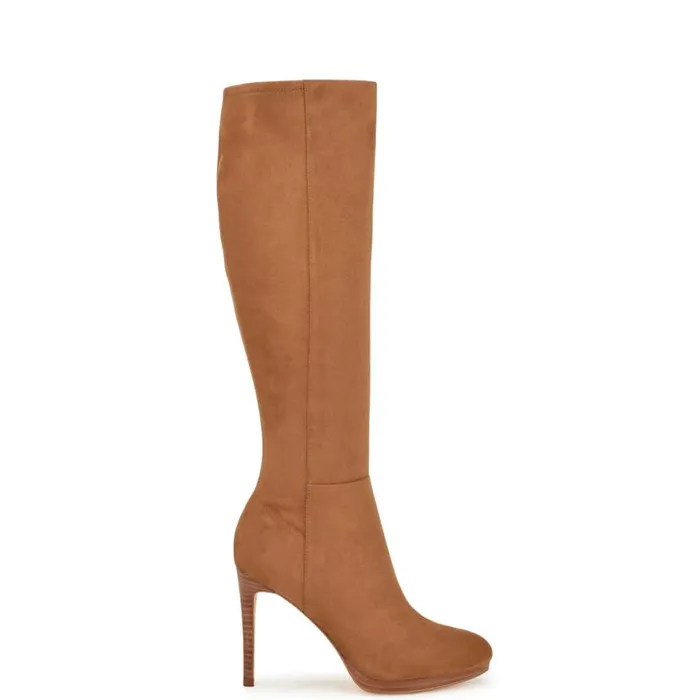 Nine West Boots and Booties Women Quizme Wide Calf Platform Boots Tan Suede