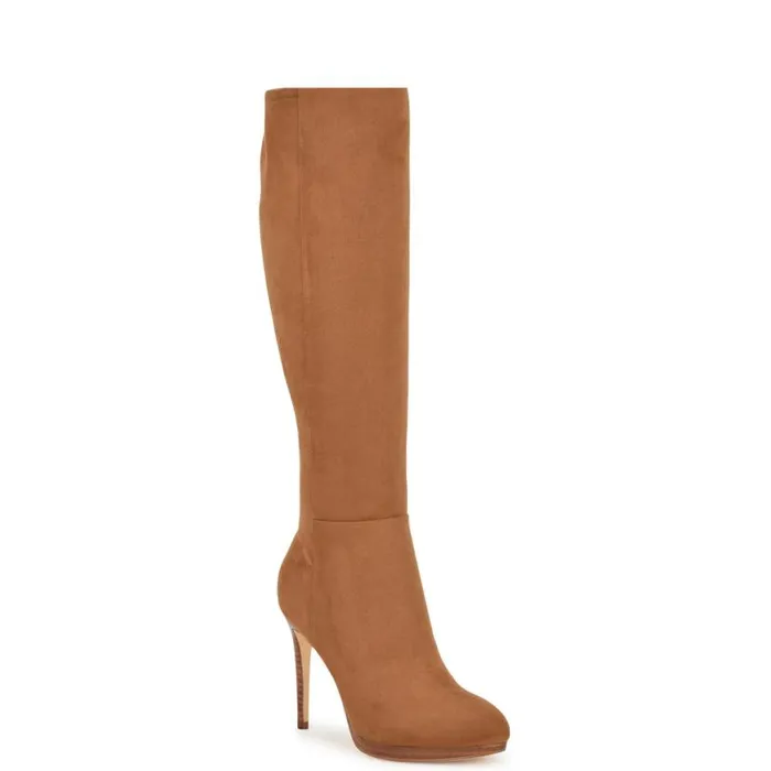 Nine West Boots and Booties Women Quizme Wide Calf Platform Boots Tan Suede Nine West Boots and Booties Women Quizme Wide Calf Platform Boots Tan Suede