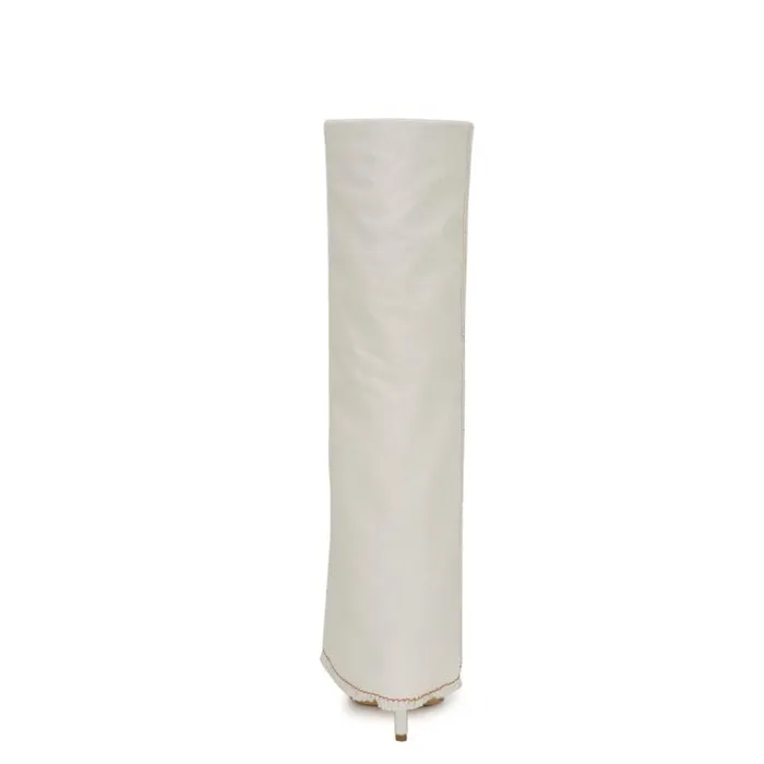 Nine West Boots and Booties Women Rhoree Knee High Dress Boots White Denim
