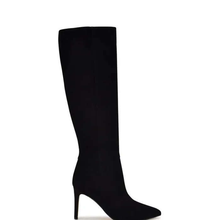 Nine West Boots and Booties Women Richy Heeled Boots Black Suede