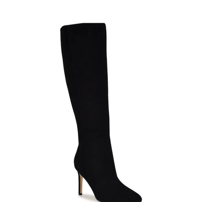 Nine West Boots and Booties Women Richy Heeled Boots Black Suede