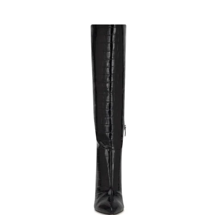 Nine West Boots and Booties Women Richy Wide Calf Heeled Boots Black Croco Nine West Boots and Booties Women Richy Wide Calf Heeled Boots Black Croco
