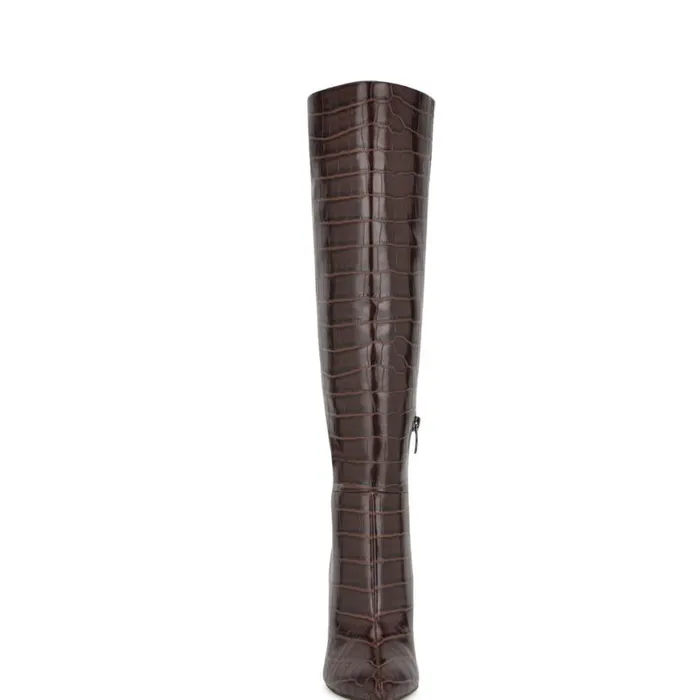 Nine West Boots and Booties Women Richy Wide Calf Heeled Boots Brown Croco Nine West Boots and Booties Women Richy Wide Calf Heeled Boots Brown Croco