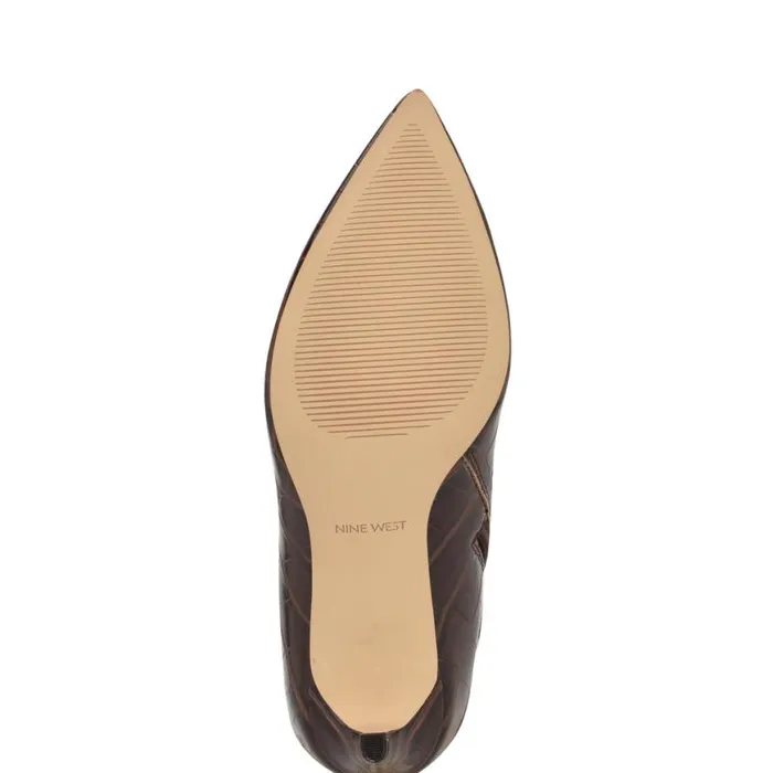Nine West Boots and Booties Women Richy Wide Calf Heeled Boots Brown Croco Nine West Boots and Booties Women Richy Wide Calf Heeled Boots Brown Croco