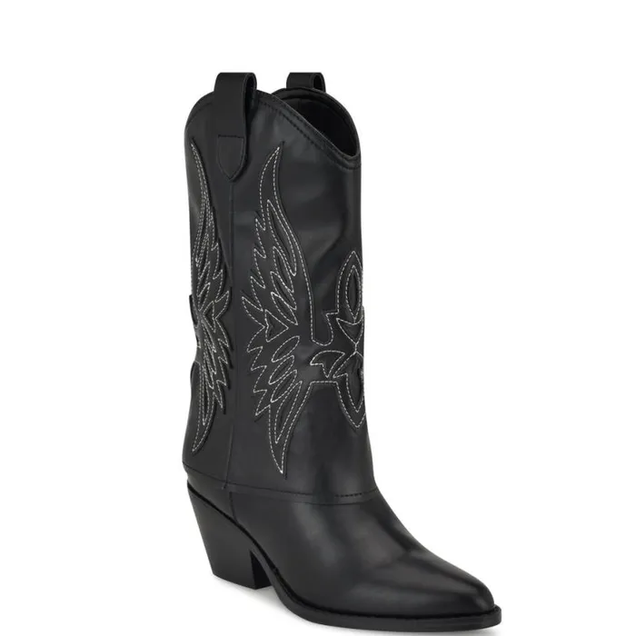 Nine West Boots and Booties Women Ringer Detailed Western Boots Black
