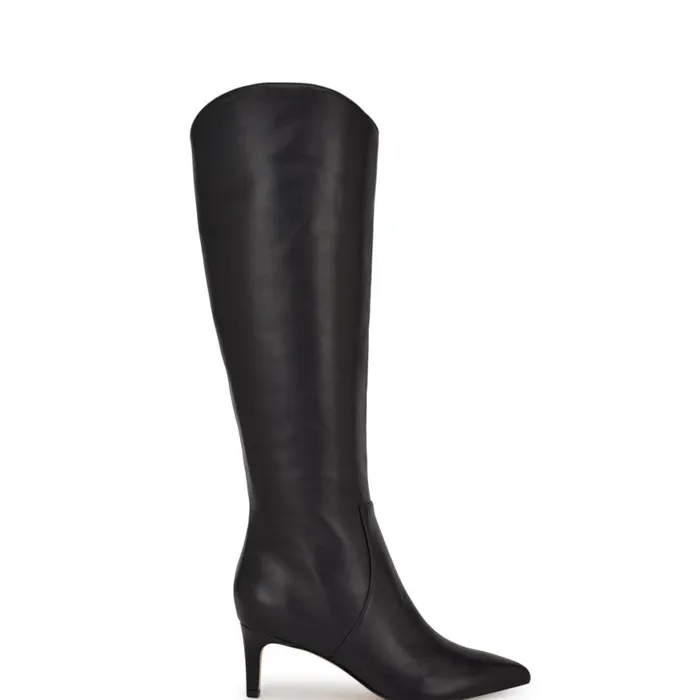 Nine West Boots and Booties Women Sirena Heeled Dress Boots Black Leather