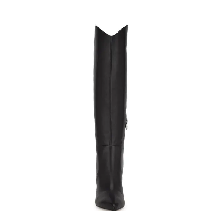 Nine West Boots and Booties Women Sirena Heeled Dress Boots Black Leather Nine West Boots and Booties Women Sirena Heeled Dress Boots Black Leather