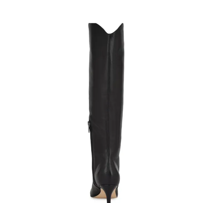 Nine West Boots and Booties Women Sirena Heeled Dress Boots Black Leather Nine West Boots and Booties Women Sirena Heeled Dress Boots Black Leather