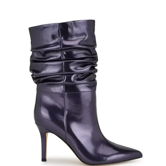 Nine West Boots and Booties Women Slouch Dress Booties Blue Metallic