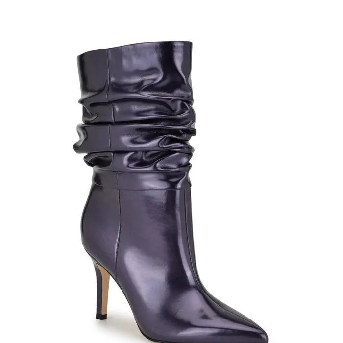 Nine West Boots and Booties Women Slouch Dress Booties Blue Metallic