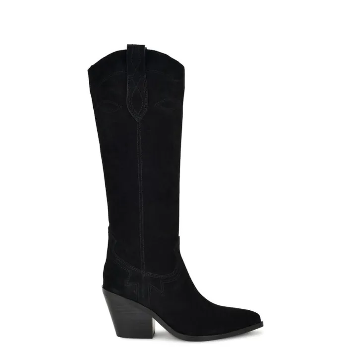 Nine West Boots and Booties Women Smash Western Boots Black Suede