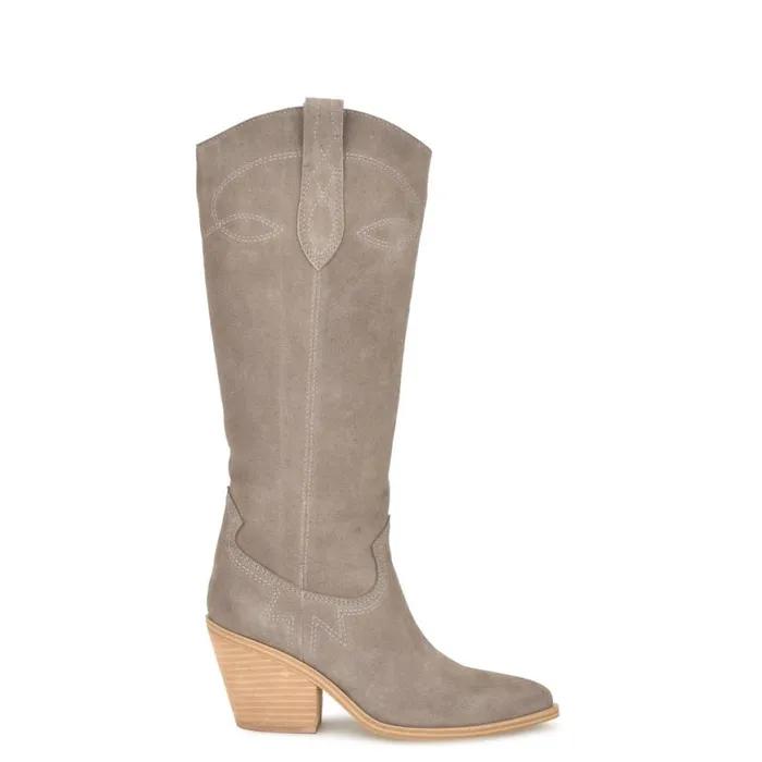Nine West Boots and Booties Women Smash Western Boots Taupe Suede