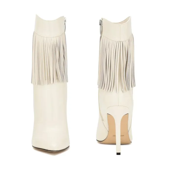 Nine West Boots and Booties Women Tries Heeled Fringe Booties Chic Cream Nine West Boots and Booties Women Tries Heeled Fringe Booties Chic Cream