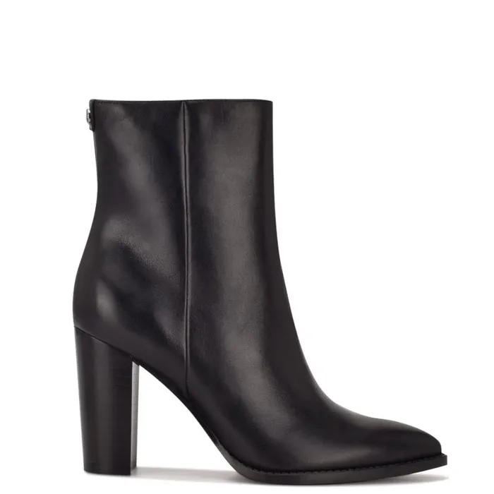 Nine West Boots and Booties Women Tryme 92159 Heeled Booties Black Leather