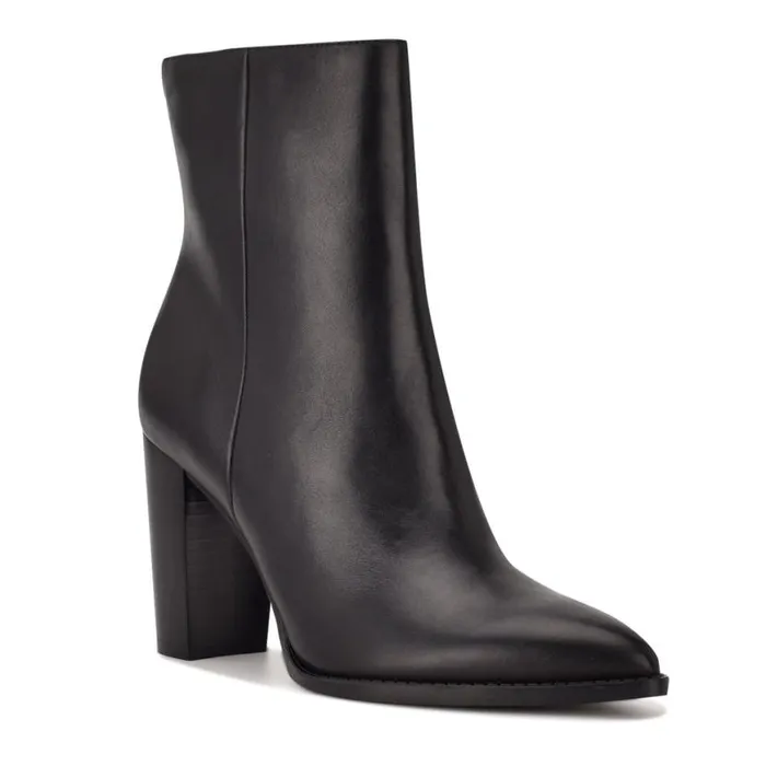 Nine West Boots and Booties Women Tryme 92159 Heeled Booties Black Leather Nine West Boots and Booties Women Tryme 92159 Heeled Booties Black Leather