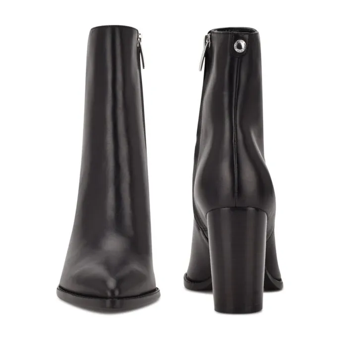 Nine West Boots and Booties Women Tryme 92159 Heeled Booties Black Leather Nine West Boots and Booties Women Tryme 92159 Heeled Booties Black Leather
