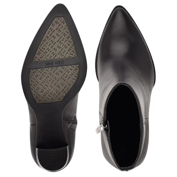 Nine West Boots and Booties Women Tryme 92159 Heeled Booties Black Leather Nine West Boots and Booties Women Tryme 92159 Heeled Booties Black Leather